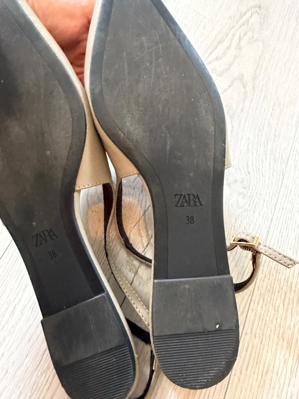 Zara Leather Slingback Shoes Color Tope Size EU 38